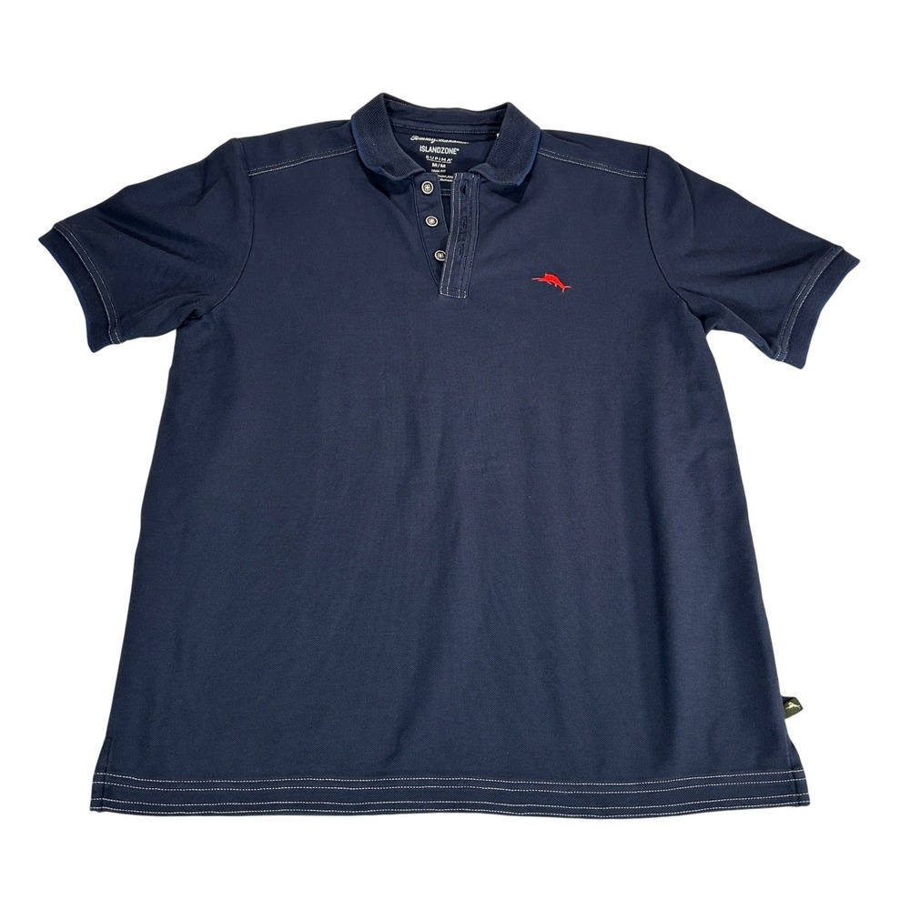 Tommy Bahama IslandZone Supima Polo Shirt Mens Medium Navy Blue Trim Fit 6040